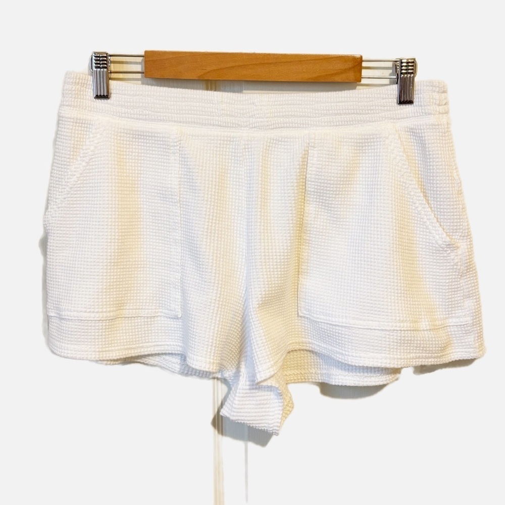 Aerie Offline Waffle Shorts Textured Cotton Knit White Large